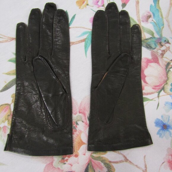 New NOS Dead Stock Brown French Kid Leather Gloves--Size 7 1/2----#18,015--08/20 - Picture 2 of 5